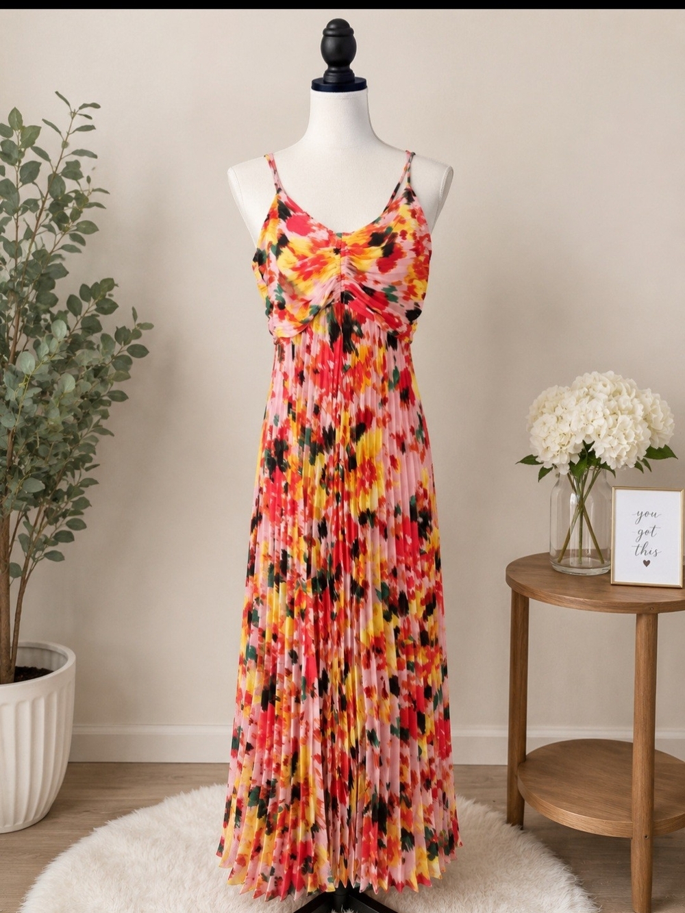 Nanette Lepore Multicolor Floral Pleated Maxi Dress